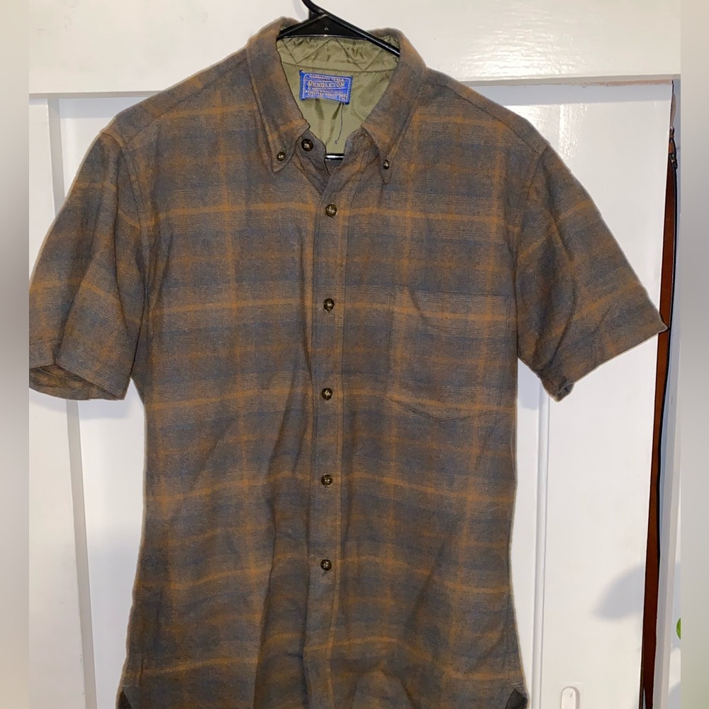 Pendleton Plaid 100% Wool Button Down Shirt